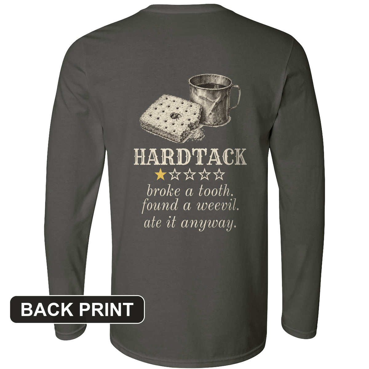 Hardtack One Star Review Back Print Long Sleeve T-Shirt