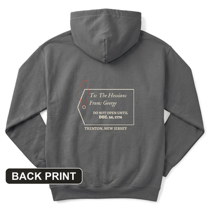 Hessians Gift Tag Trenton 1776 Back Print Hoodie