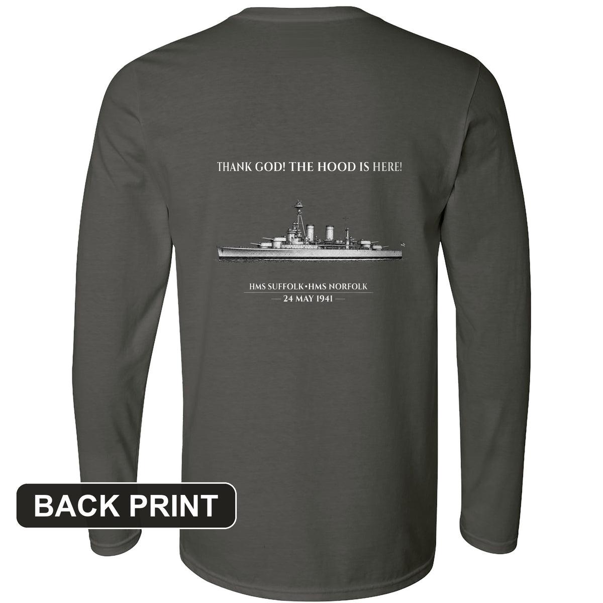 Hood Back Print Long Sleeve T-Shirt