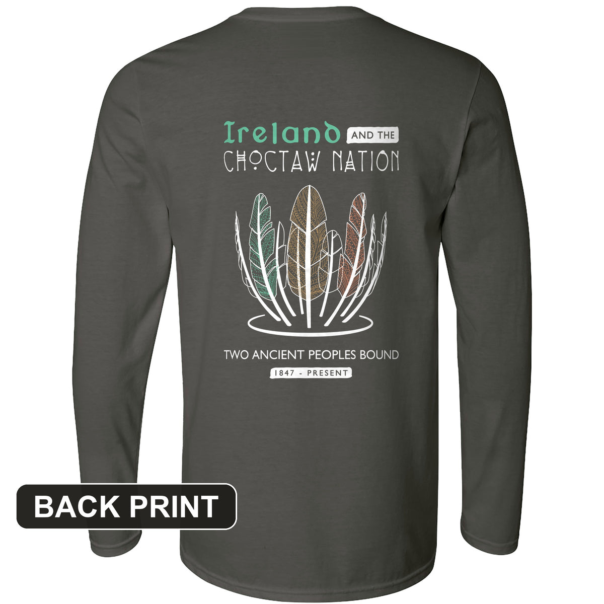 Irish-Choctaw Friendship Back Print Long Sleeve T-Shirt