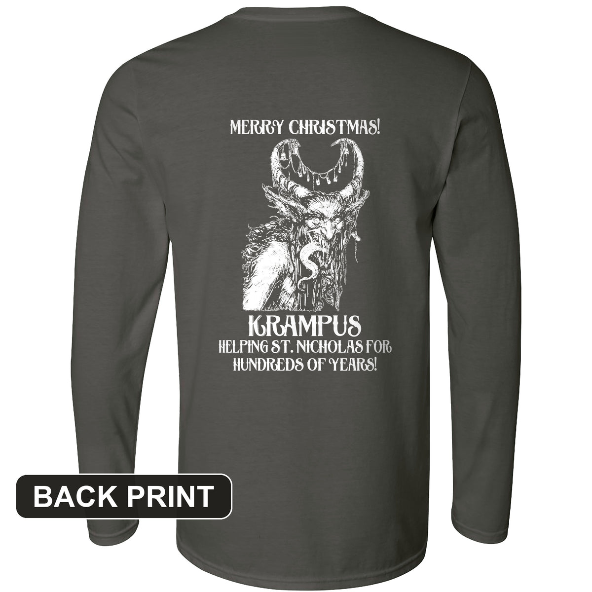 Krampus Back Print Long Sleeve T-Shirt