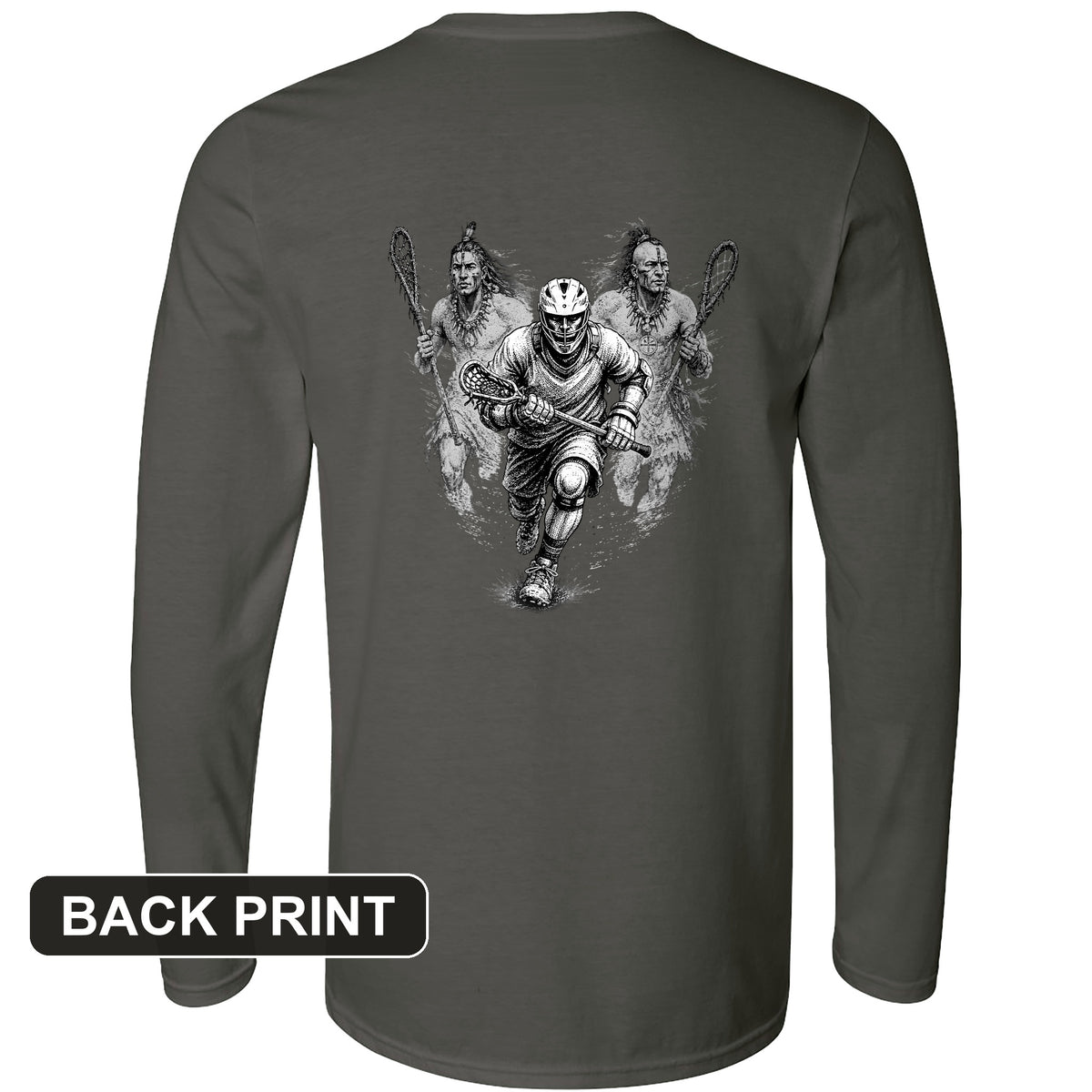 Lacrosse Back Print Long Sleeve T-Shirt
