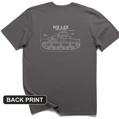 M3 Lee Blueprint Back Print T-Shirt