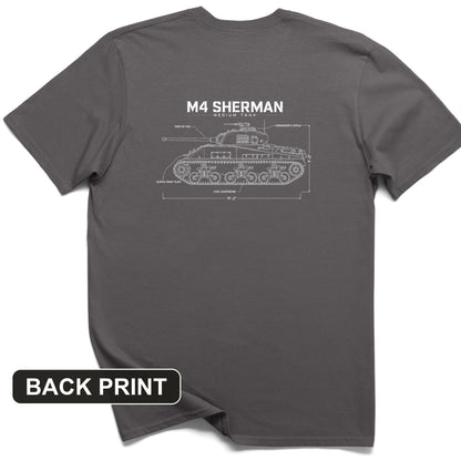 M4 Sherman Blueprint Back Print T-Shirt
