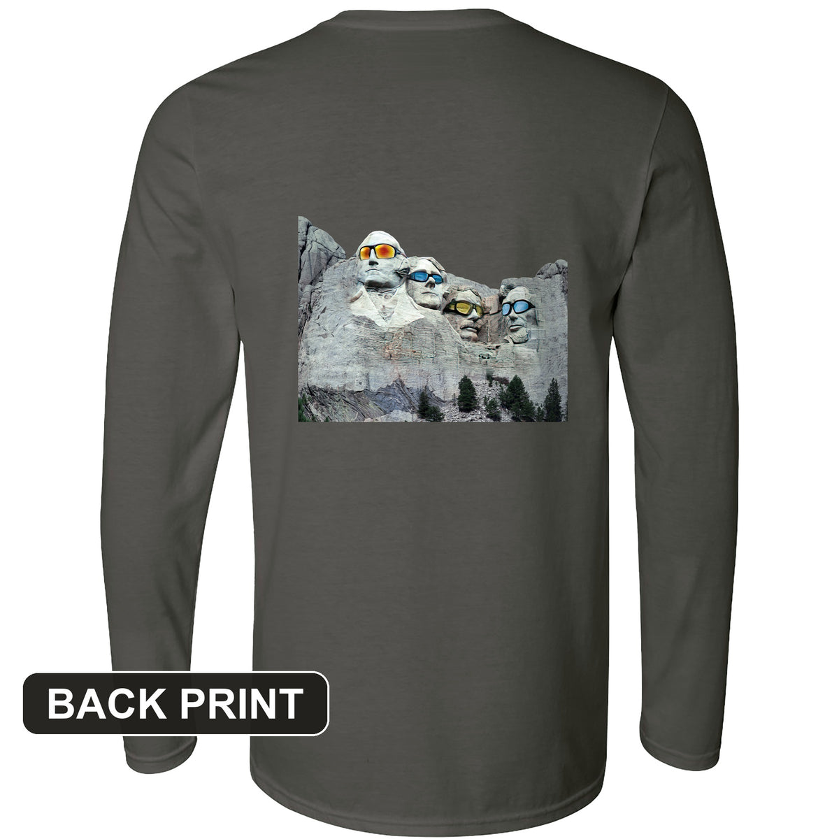 Mount Rushmore Shades Back Print Long Sleeve T-Shirt