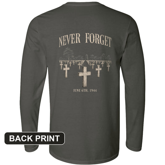 Omaha Cemetery Back Print Long Sleeve T-Shirt