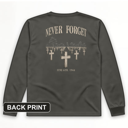 Omaha Cemetery Back Print Long Sleeve T-Shirt