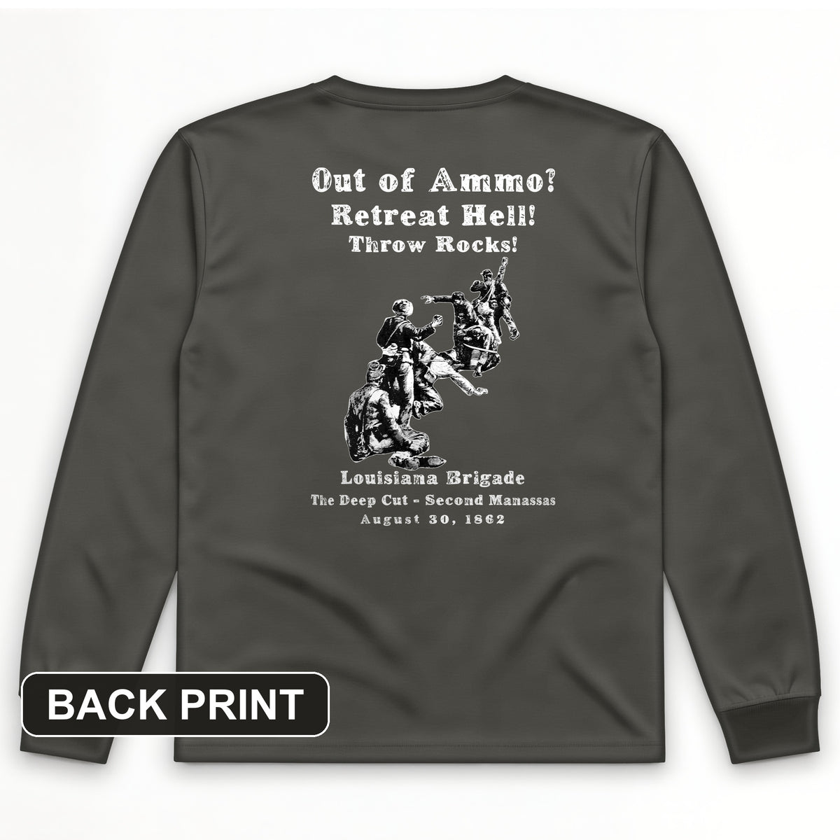 Out Of Ammo Throw Rocks Back Print Long Sleeve T-Shirt
