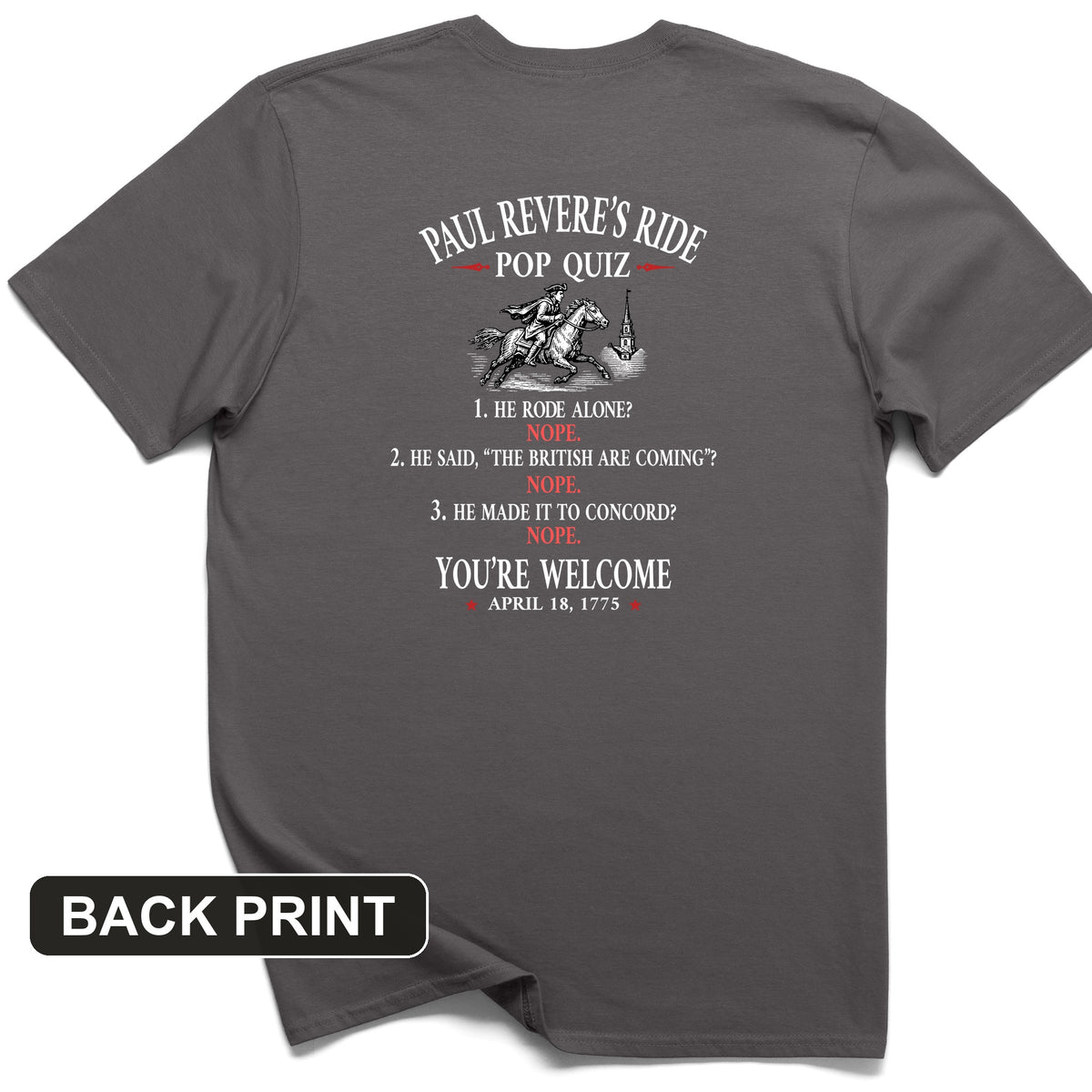 Paul Revere Quiz Back Print T-Shirt