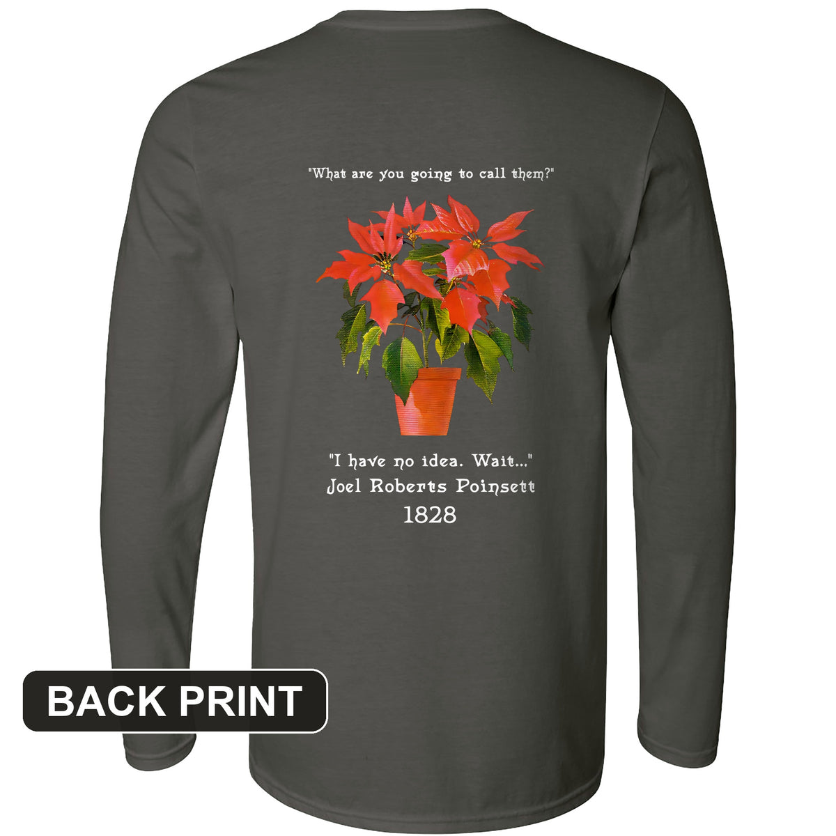 Poinsettias Back Print Long Sleeve T-Shirt