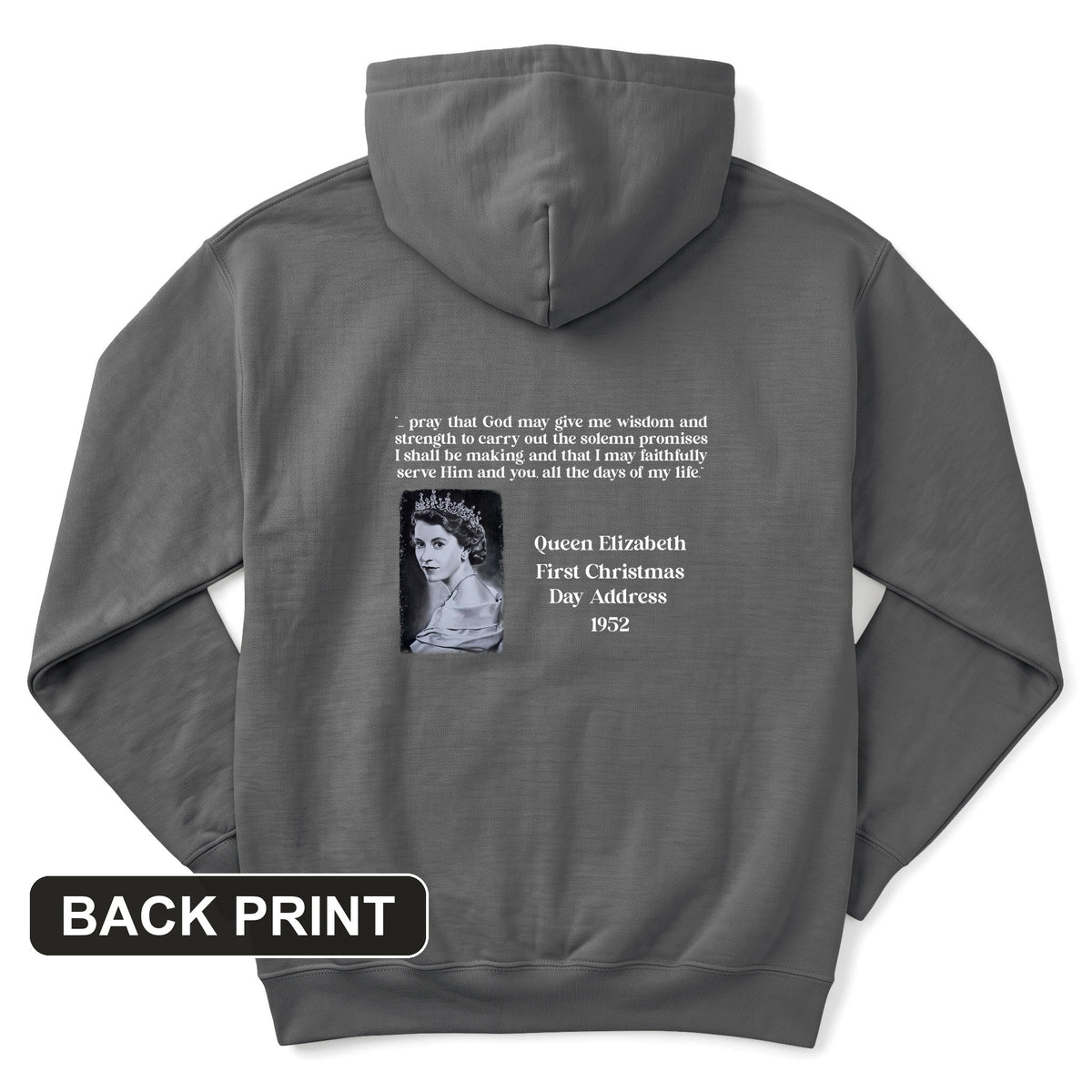 Queen Elizabeth II Xmas Address Back Print Hoodie