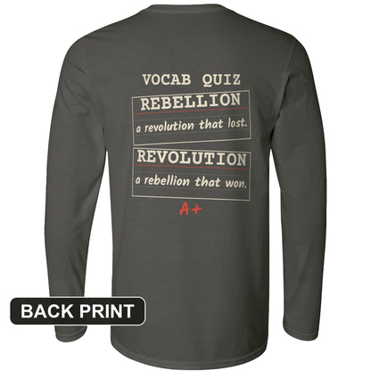 Rebellion Vs Revolution Flash Cards Back Print Long Sleeve T-Shirt