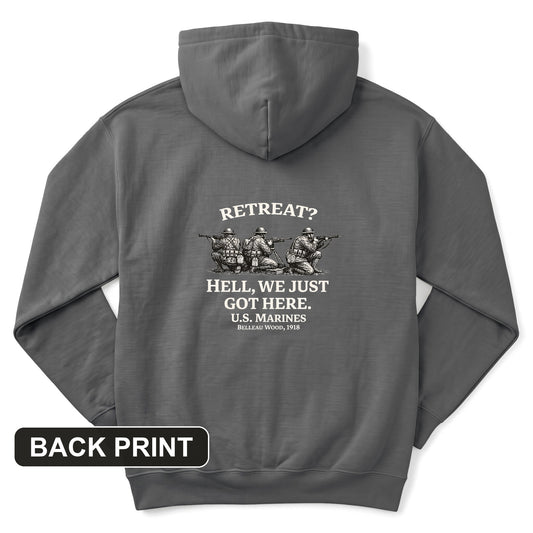 Retreat Hell Back Print Hoodie