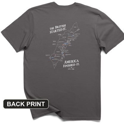 Revolutionary War Map Back Print T-Shirt