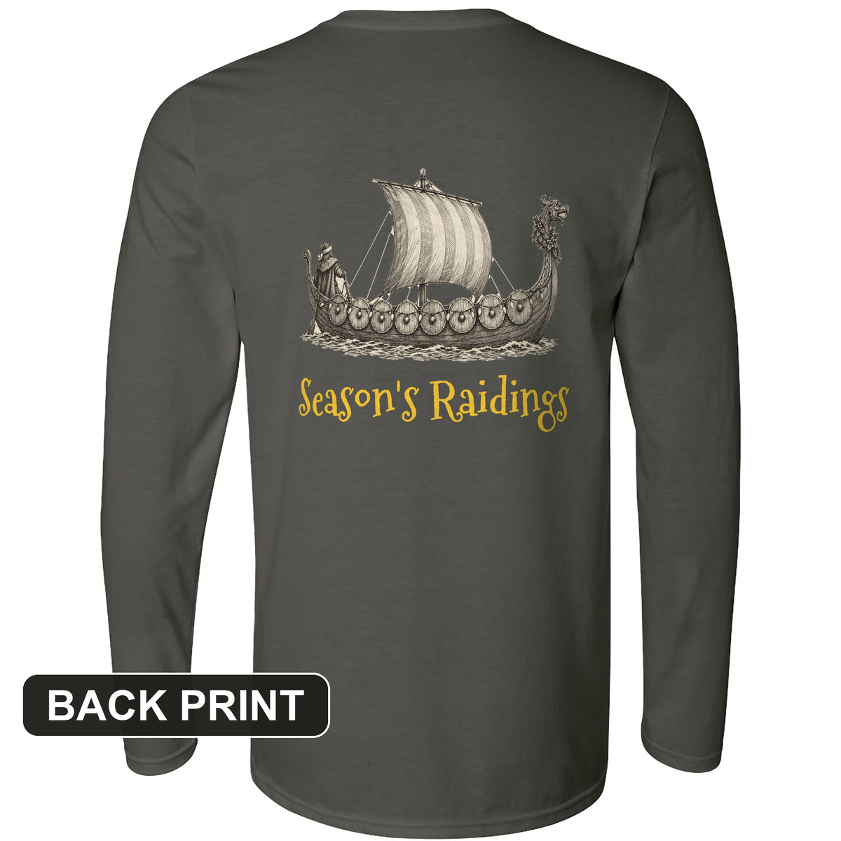 Seasons Raidings Viking Christmas Back Print Long Sleeve T-Shirt