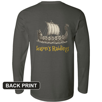 Seasons Raidings Viking Christmas Back Print Long Sleeve T-Shirt