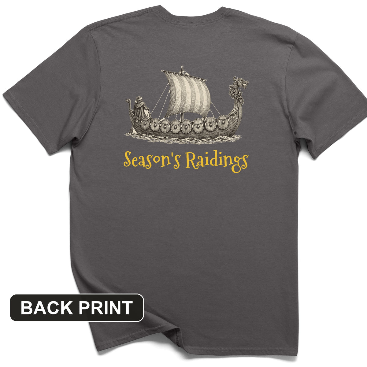 Seasons Raidings Viking Christmas Back Print T-Shirt