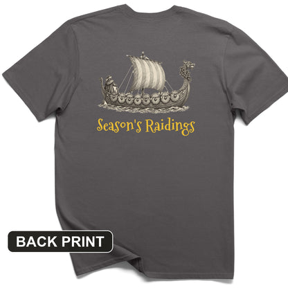 Seasons Raidings Viking Christmas Back Print T-Shirt