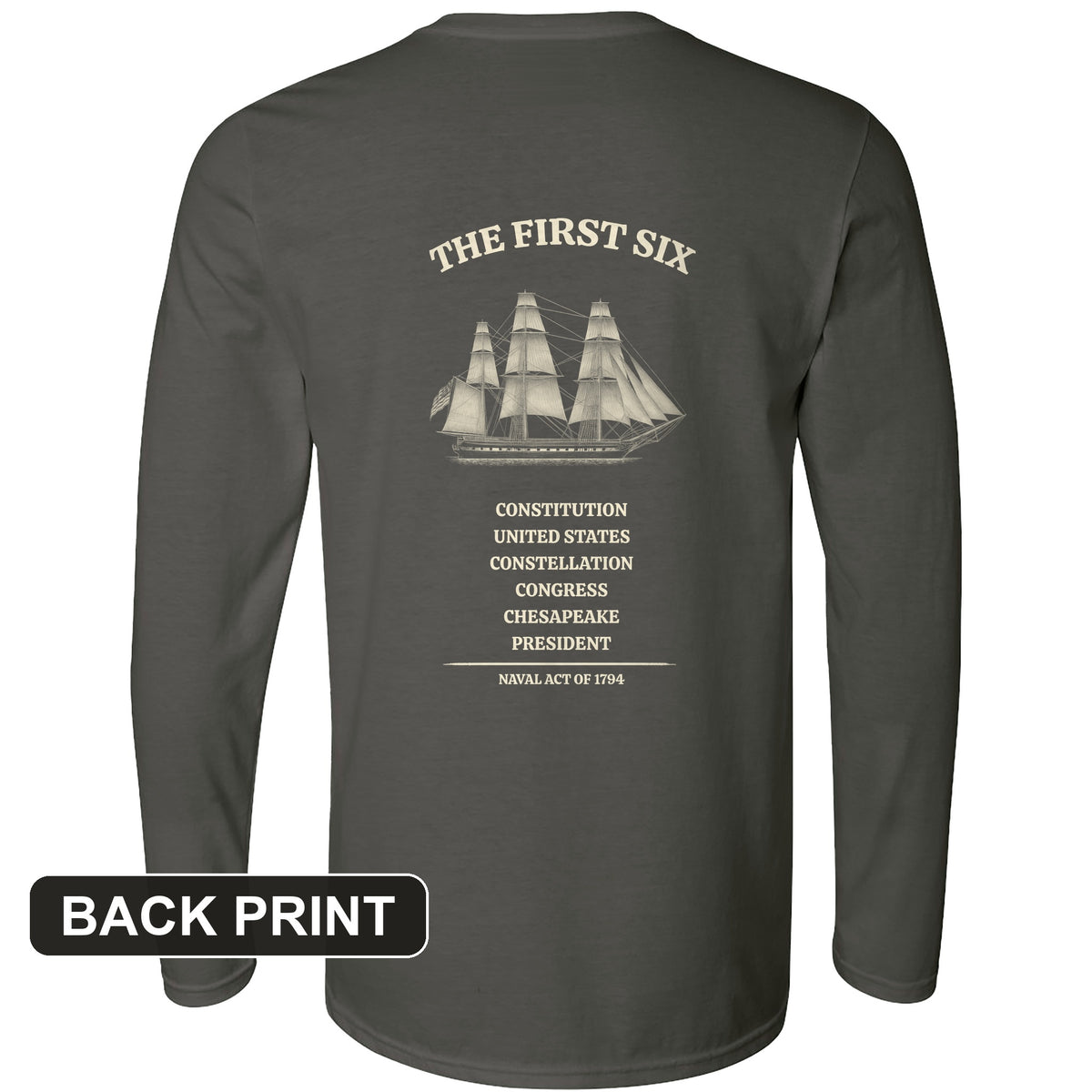 Six Frigates Back Print Long Sleeve T-Shirt
