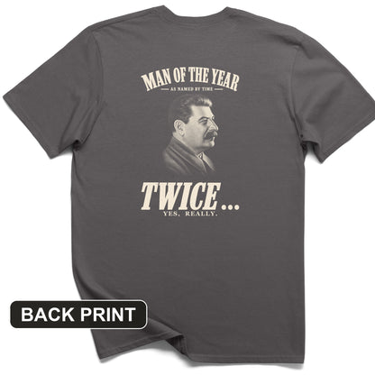 Stalin Man Of The Year Twice Back Print T-Shirt