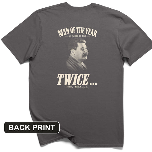 Stalin Man Of The Year Twice Back Print T-Shirt