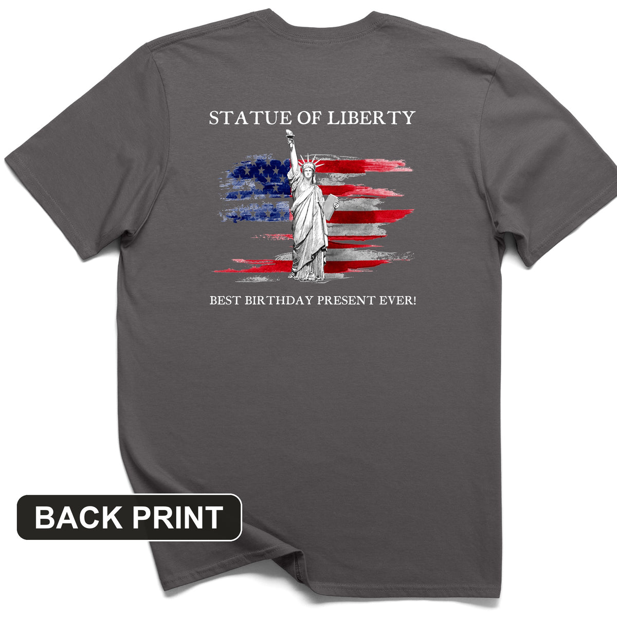 Statue Of Liberty Back Print T-Shirt