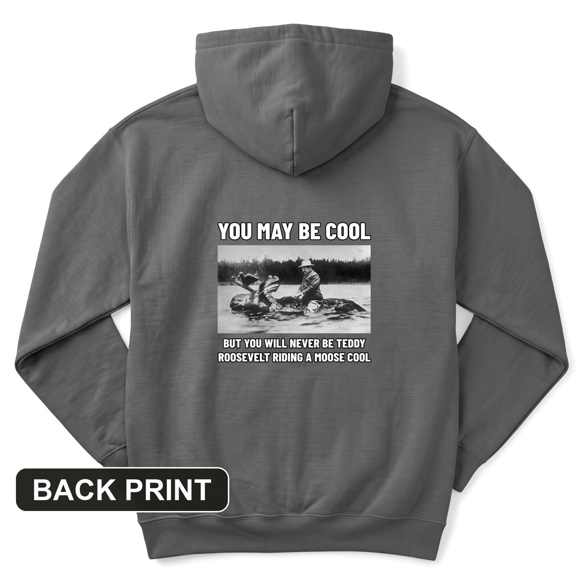 Teddy Riding Moose Back Print Hoodie