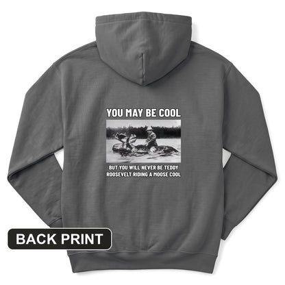 Teddy Riding Moose Back Print Hoodie