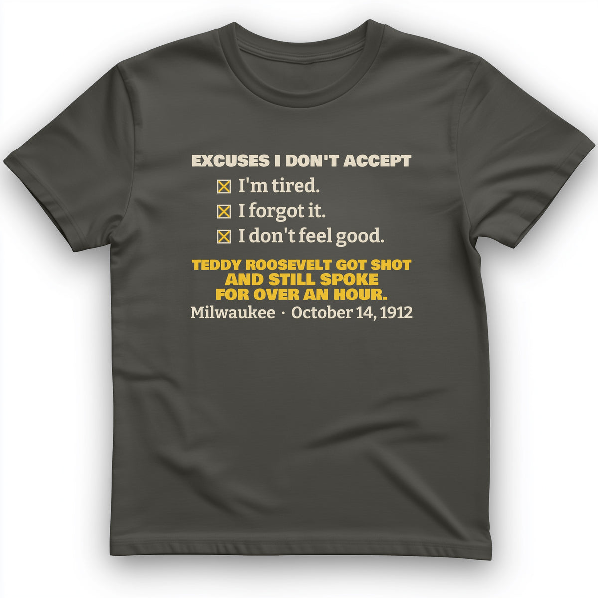 Teddy Roosevelt No Excuses T-Shirt