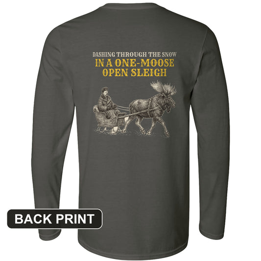 Teddy Roosevelt One Moose Open Sleigh Back Print Long Sleeve T-Shirt