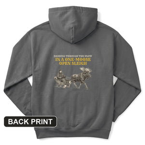 Teddy Roosevelt One Moose Open Sleigh Back Print Hoodie