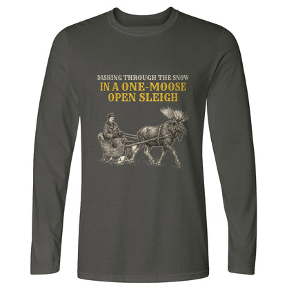 Teddy Roosevelt One Moose Open Sleigh Long Sleeve T-Shirt
