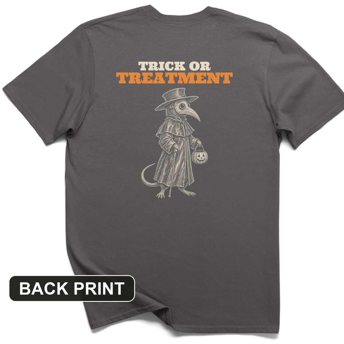 Trick Or Treatment Plague Rat Back Print T-Shirt