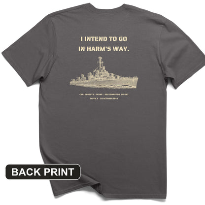 USS Johnston In Harm's Way Back Print T-Shirt