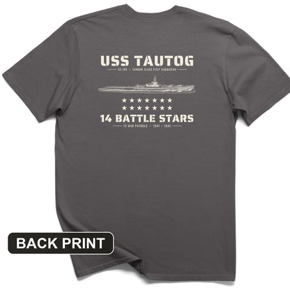 USS Tautog 14 Battle Stars Back Print T-Shirt
