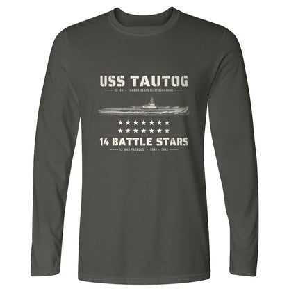 USS Tautog 14 Battle Stars Long Sleeve T-Shirt