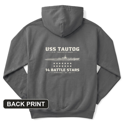 USS Tautog 14 Battle Stars Back Print Hoodie