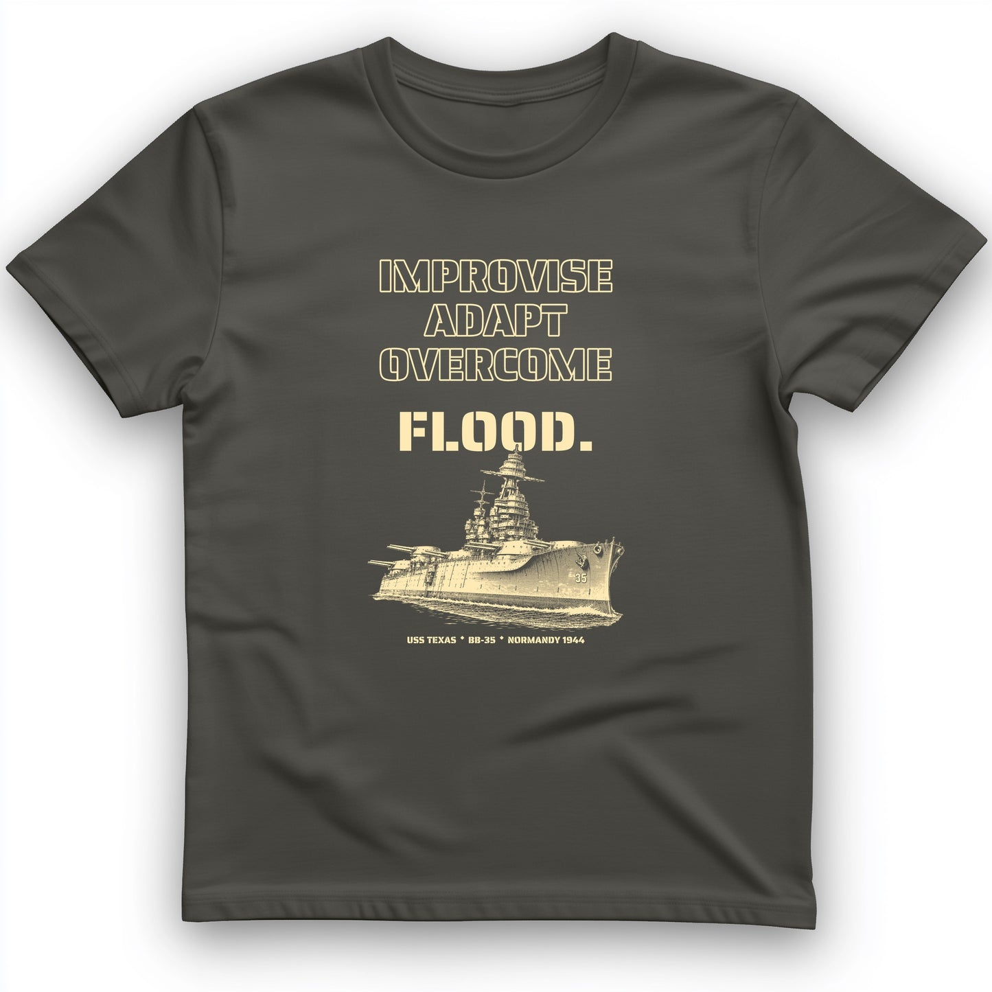 USS Texas - Improvise Adapt Overcome Flood T-Shirt