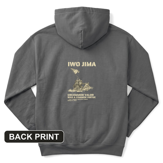 Uncommon Valor Iwo Jima Back Print Hoodie