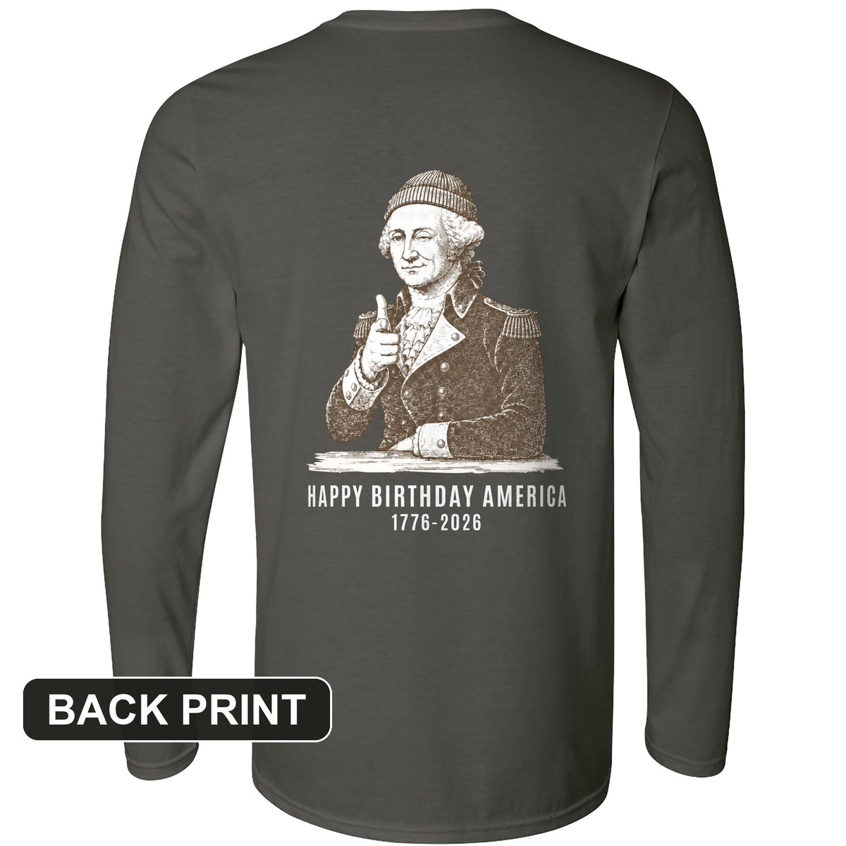 Washington Beanie Back Print Long Sleeve T-Shirt