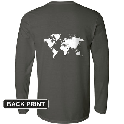 World Map Back Print Long Sleeve T-Shirt