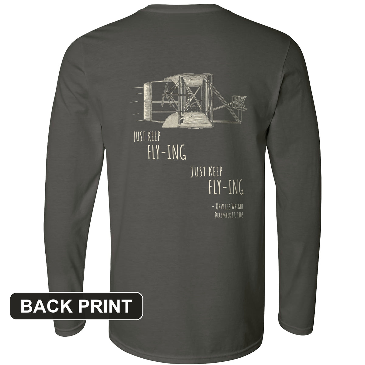 Wright Brothers Back Print Long Sleeve T-Shirt
