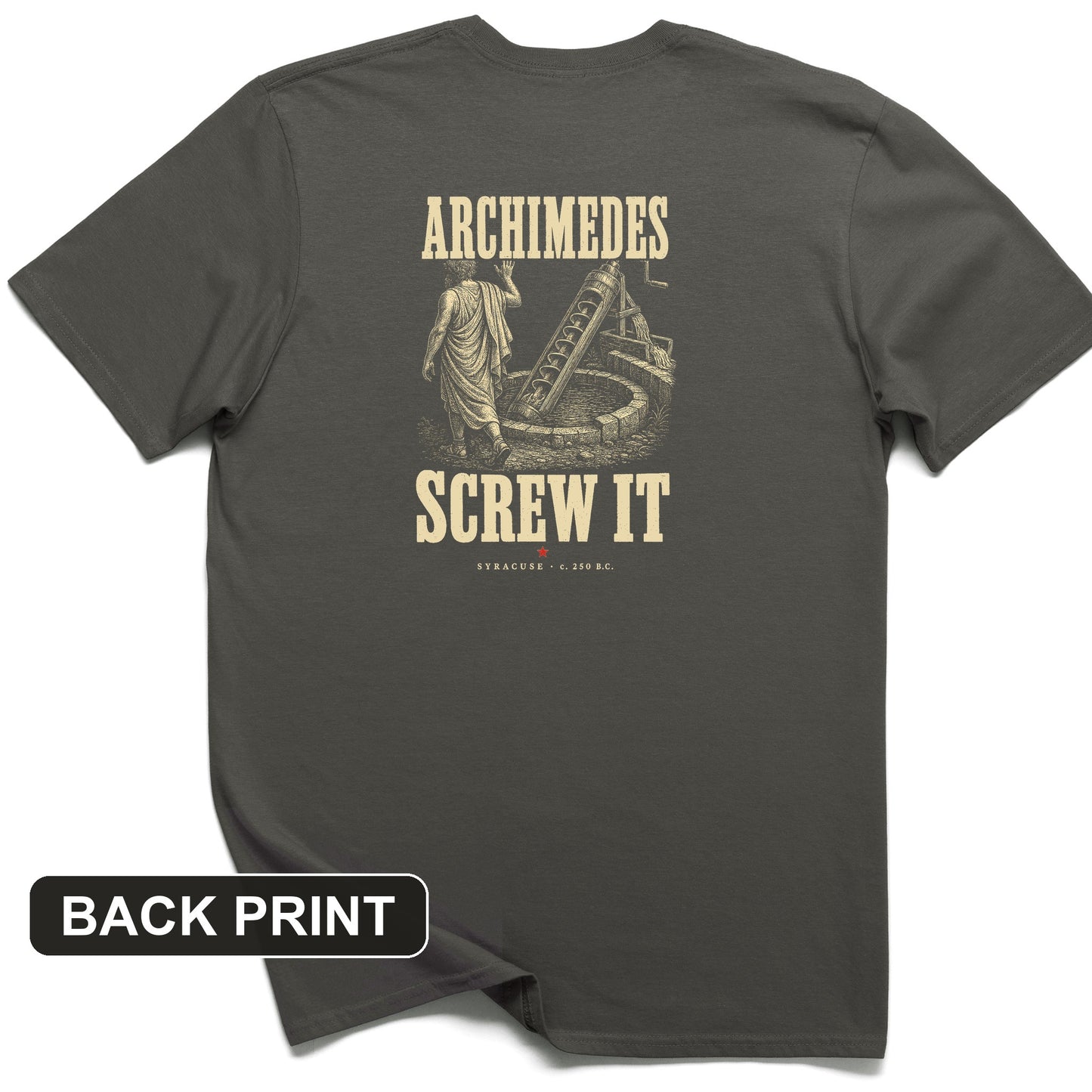 Archimedes Screw It Back Print T-Shirt