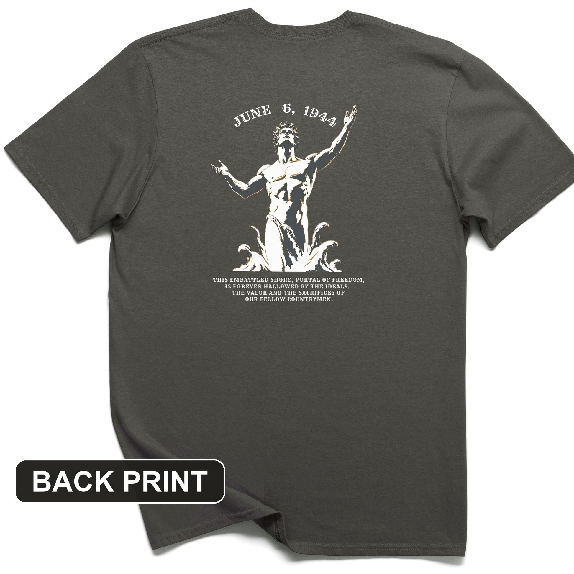 Dday Statue Back Print T-Shirt