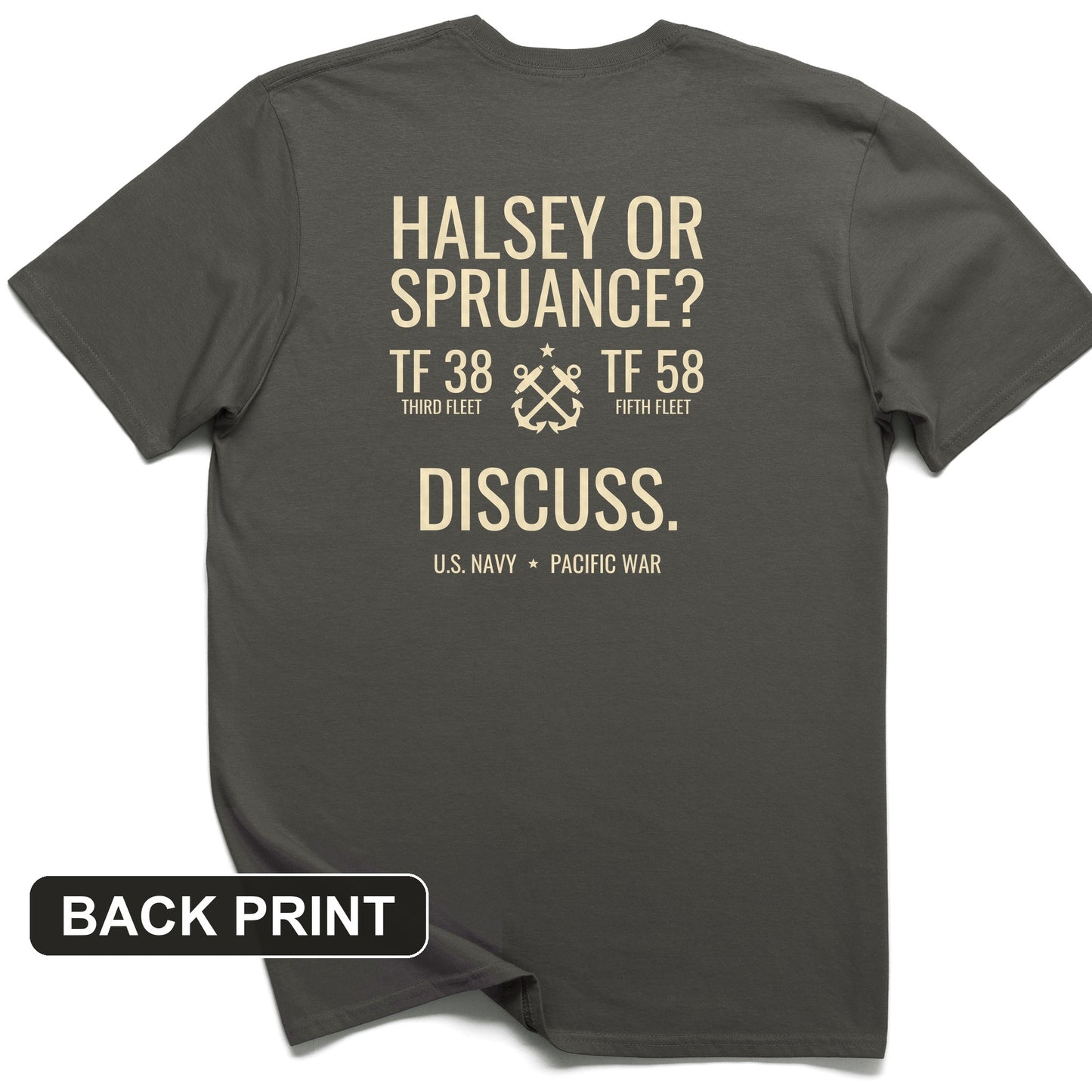 Halsey or Spruance Discuss Back Print T-Shirt