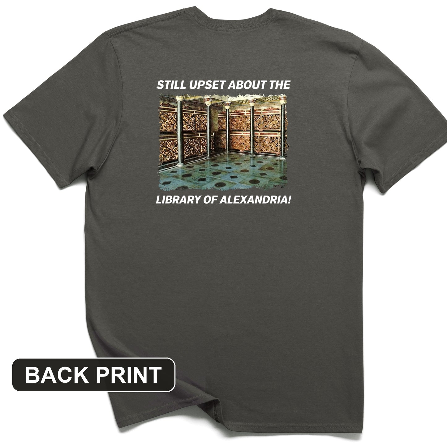Library Of Alexandria Back Print T-Shirt