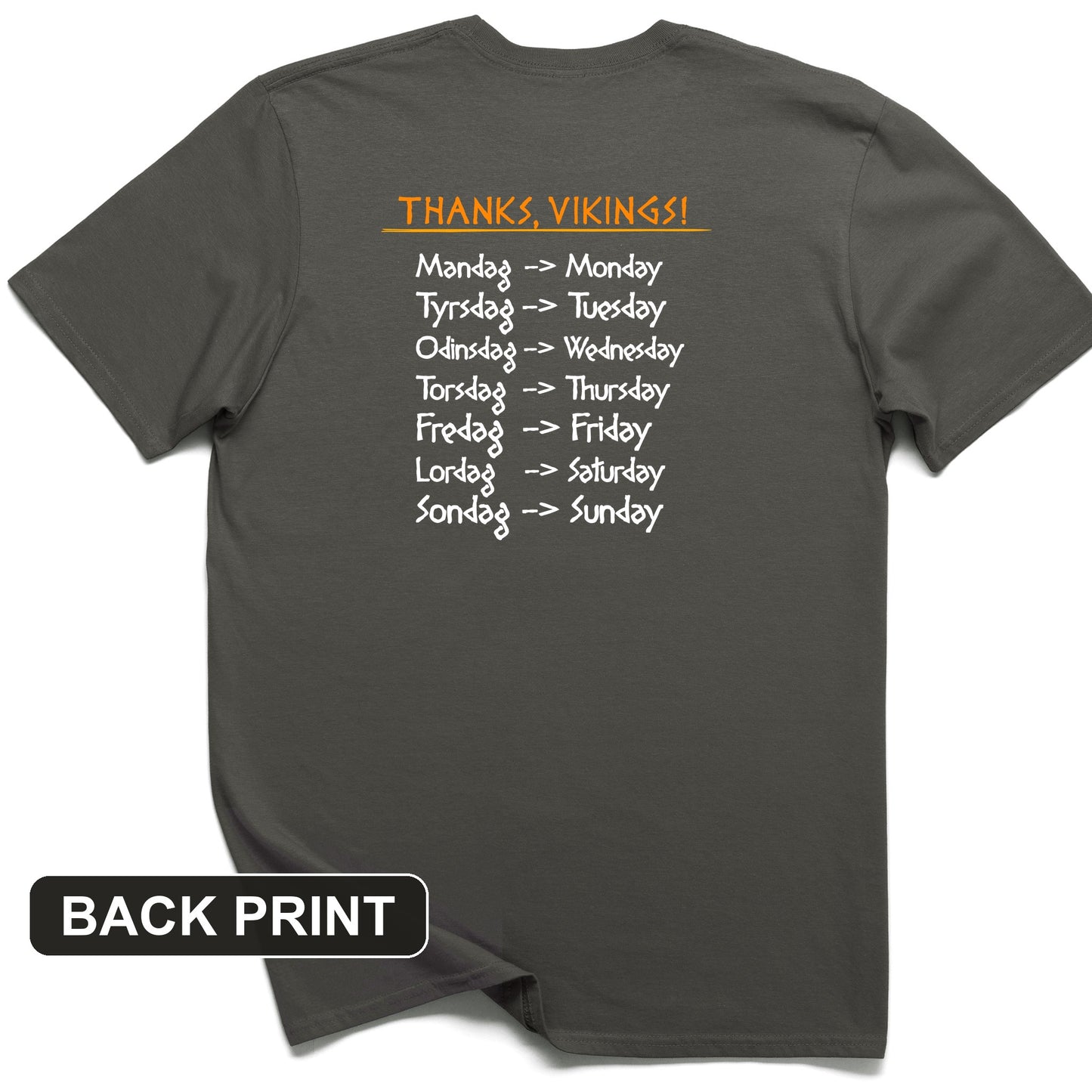Nordic Gods Days Of The Week Back Print T-Shirt