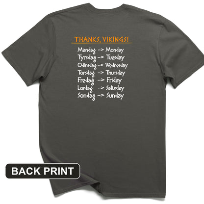 Nordic Gods Days Of The Week Back Print T-Shirt