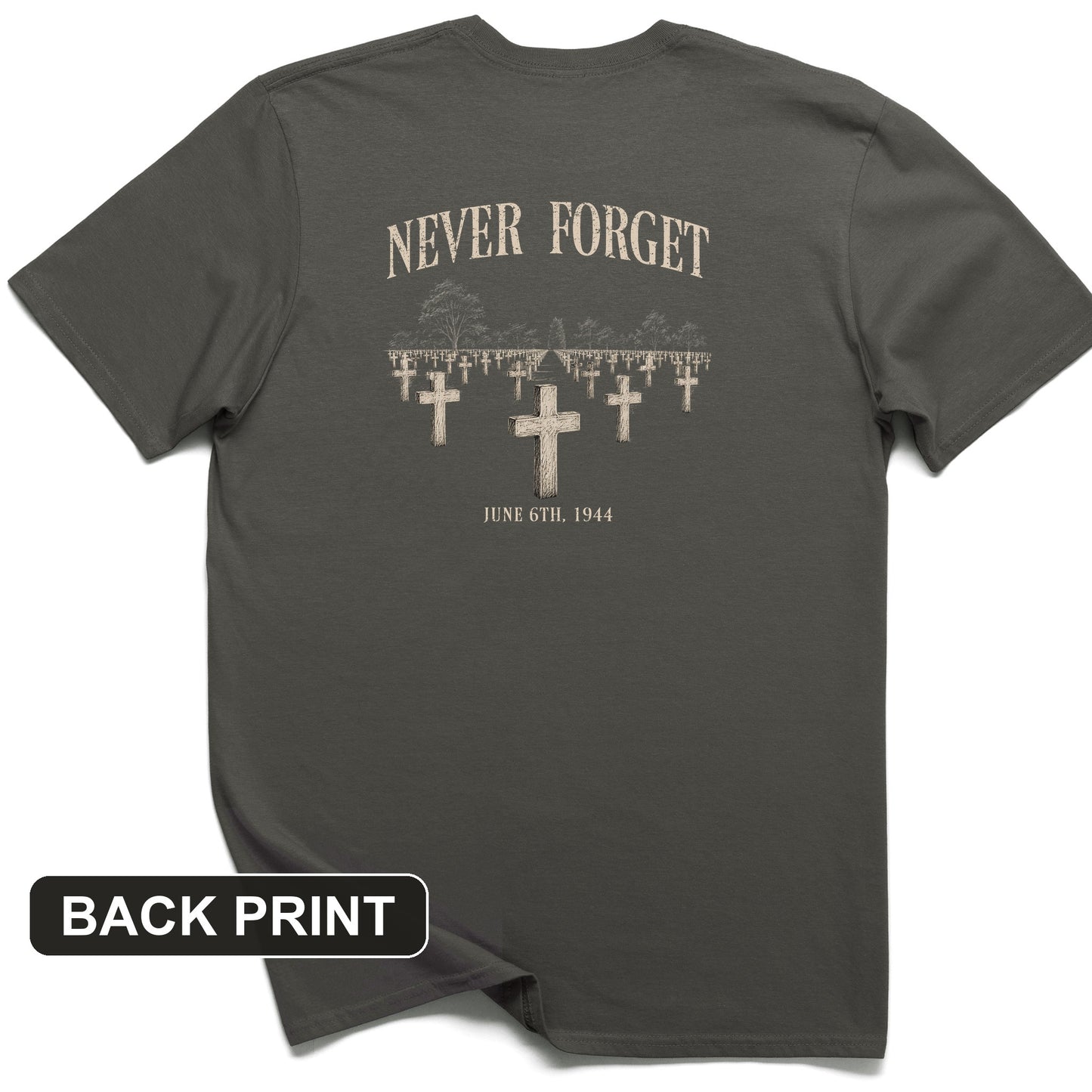 Omaha Cemetery Back Print T-Shirt