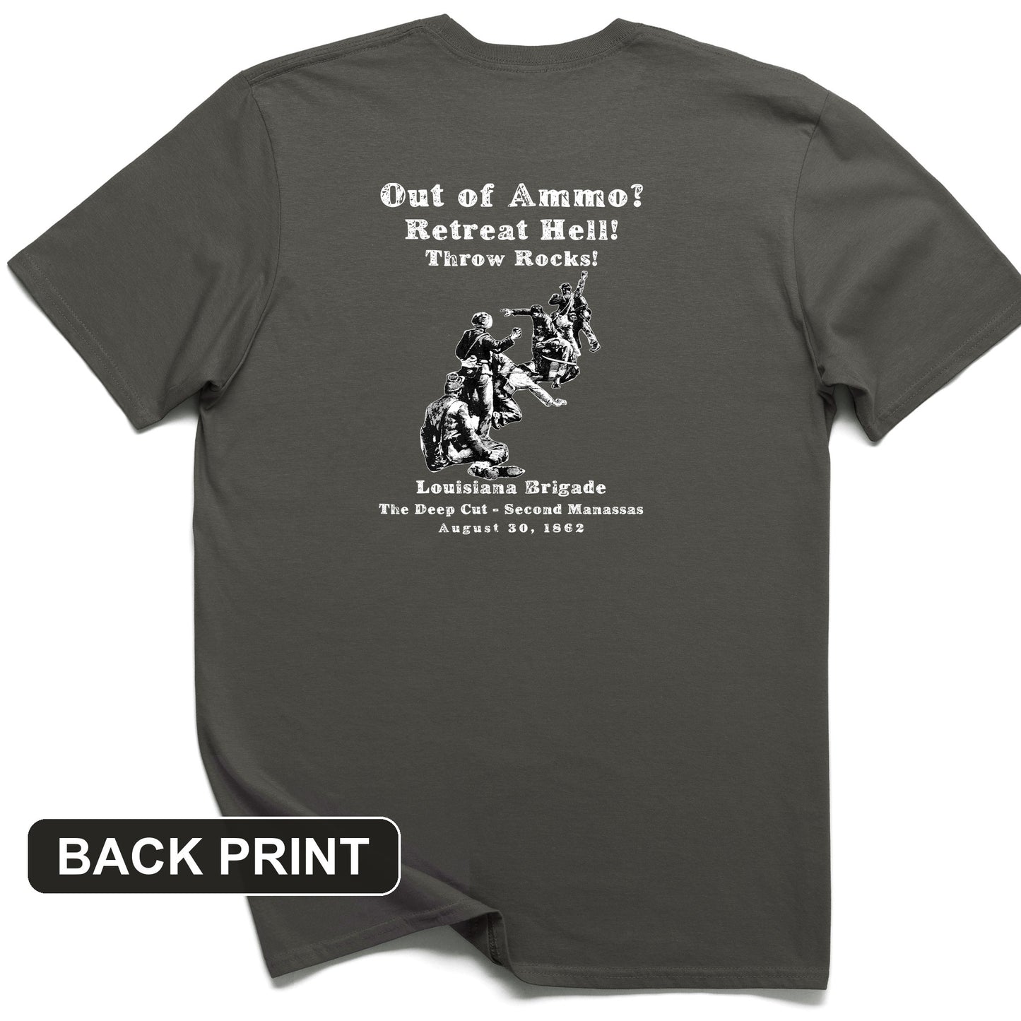 Out Of Ammo Throw Rocks Back Print T-Shirt